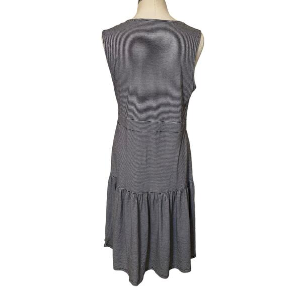 Soft Surroundings Claudia Black White Striped Sleeveless V-Neck Midi Dress L - Picture 5 of 8